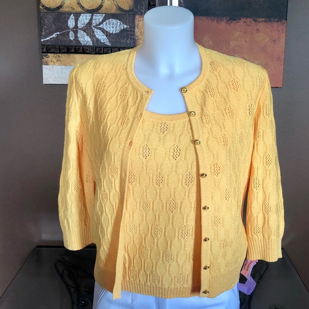 St. John Sport by MG Yellow Knit Cardigan Set
